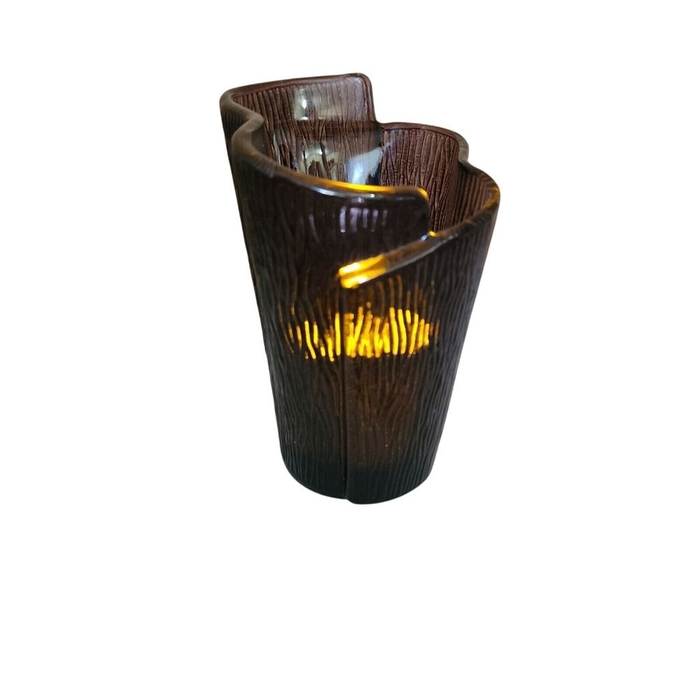 Partylite Wrapped Bark Votive Candleholder vase 5" island flavor Sabor Isleno